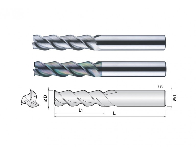 3ALE - 3 Flutes 45° Helix End Mills